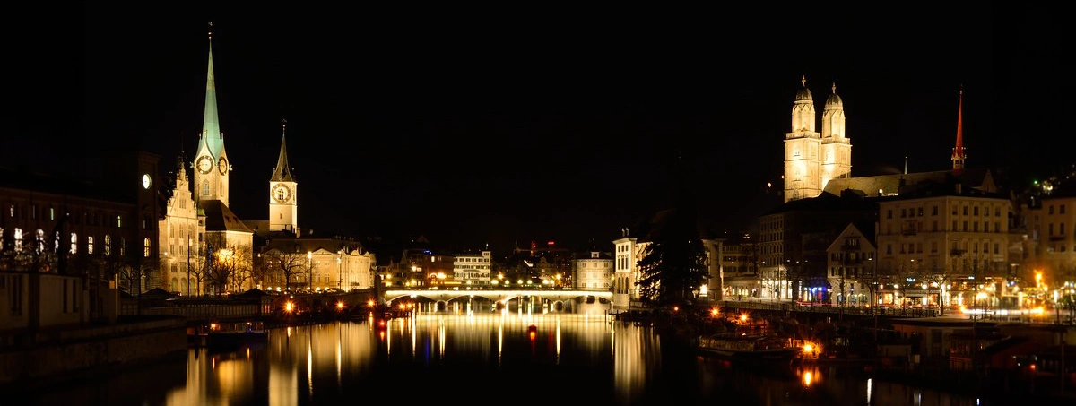 Cityscape of Zurich at night